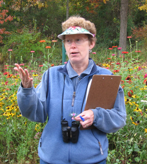 Laura Jackson leading a tour of Mountain Meadows