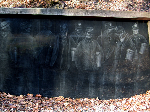 Mine No. 6 entrance, diamond-etched in black granite by Anita Lucero 