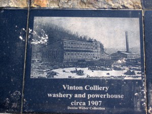 Etched image of the Vinton Colliery, part of the Great Map installation