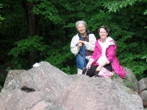 Marcia and Barb at the edge of the boulder field